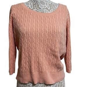 LOFT Peach 3/4 Sleeve Cable knit Sweater |EUC |Soft, Stylish,Transitional Layer